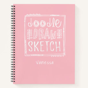 Personalised Pink Artist Sketchbook with Name Notebook
