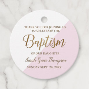 Personalised Pink Baby girl baptism thank you Favour Tags