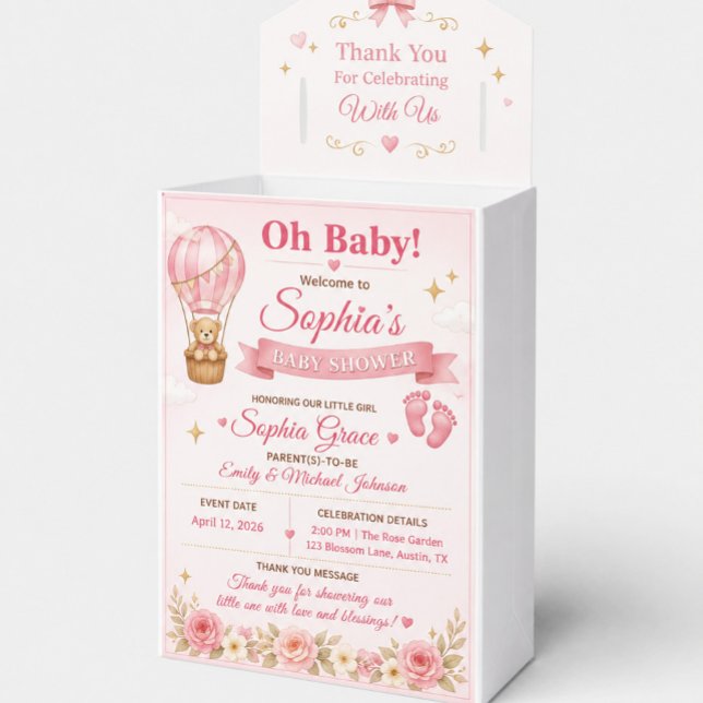Personalised Pink Baby Shower Favour Box (Creator Uploaded)