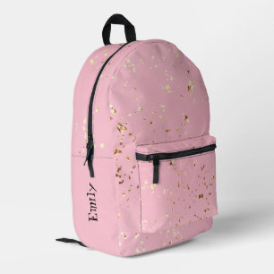 Personalised Pink Backpack with Gold Confetti