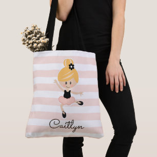 Personalised Pink Ballerina Tote Bag Blonde Hair