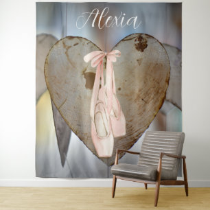 Personalised Pink Ballet Dance Studio Backdrop Tapestry