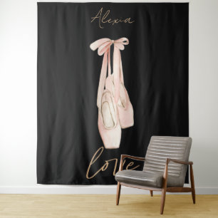Personalised Pink Ballet Dance Studio Backdrop Tapestry