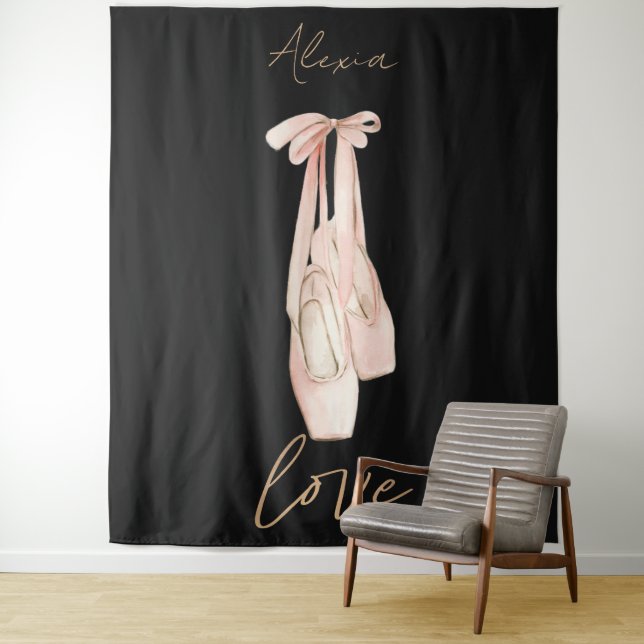 Personalised Pink Ballet Dance Studio Backdrop Tapestry (In Situ)