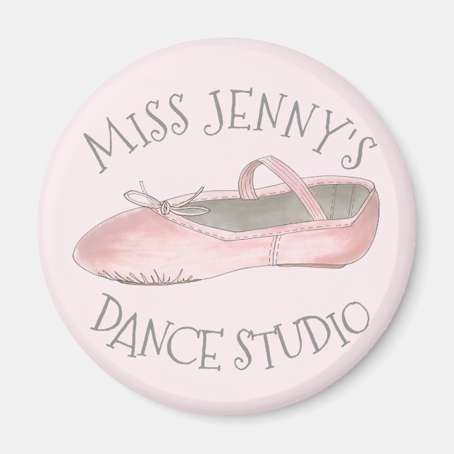Personalised Pink Ballet Shoe Dance Studio Teacher Magnet (Front)