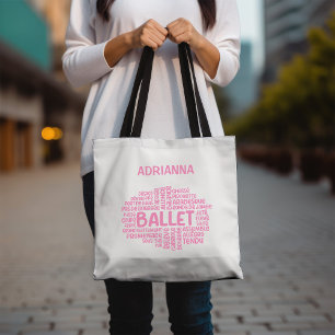 Personalised Pink Ballet Typography Tote Bag