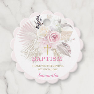 Personalised Pink Baptism Thank you Favour Tags