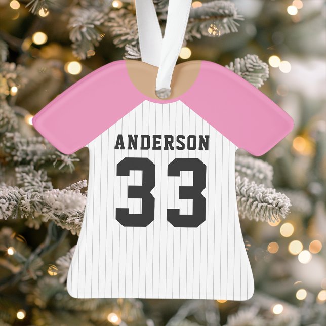Personalised Pink Baseball Jersey Ornament (Creator Uploaded)
