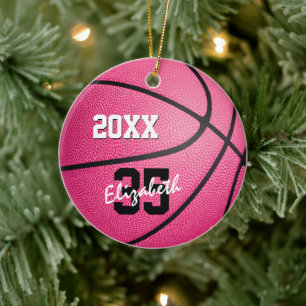 personalised pink basketball ornament for girls