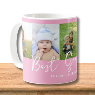 Personalised Pink Best Grandma Photo Coffee Mug