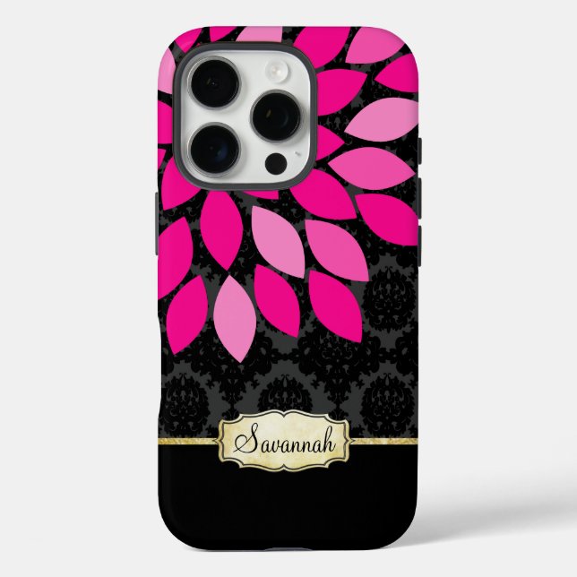 Personalised Pink Black and Gold Case-Mate iPhone Case (Back)