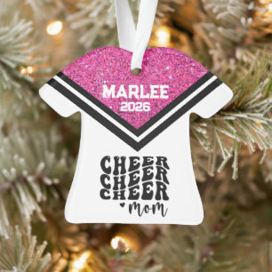Personalised Pink & Black Cheer Mum Ornament 
