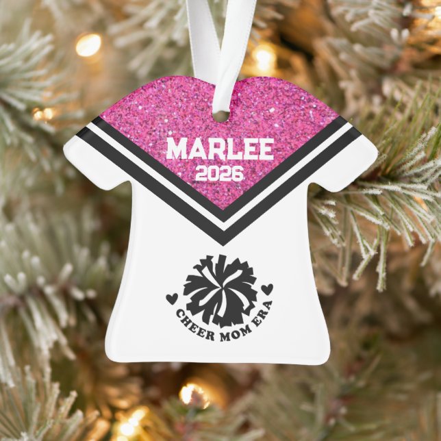 Personalised Pink & Black Cheer Mum Ornament  (Tree)