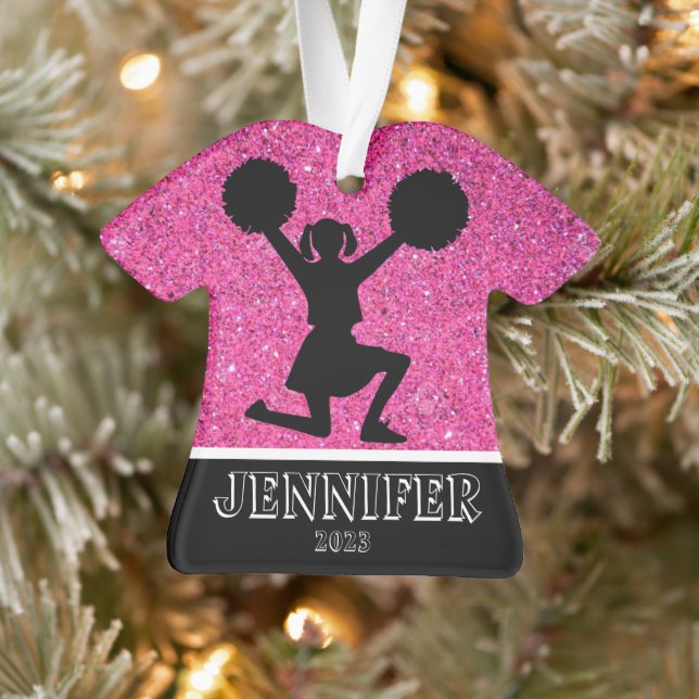 Personalised Pink & Black Cheerleading Ornament  (Tree)