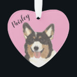 Personalised Pink Black Headed Tricolor Corgi Ornament<br><div class="desc">I am in love with this beautifully detailed watercolor illustration of a black headed tricolor corgi dog! Personalise these reversible ornaments and make the nice list this year! Shop the rest of my collection for the sweetest housewarming, bridal shower, teacher, mother-in-law, husband, boyfriend, secret santa, sympathy, or tough-to-shop-for gifts! To...</div>