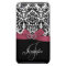 Personalised Pink, Black Ornate Damask Case