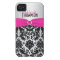Personalised Pink, Black, Silver Damask