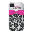 Personalised Pink, Black, Silver Damask