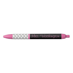 Personalised Pink Black Teacher's Writing Pen Gift