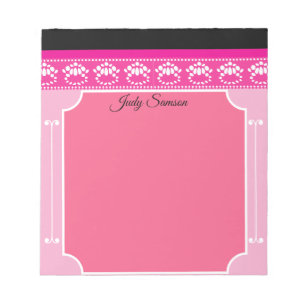 Personalised Pink Black & White Decorative Trendy  Notepad
