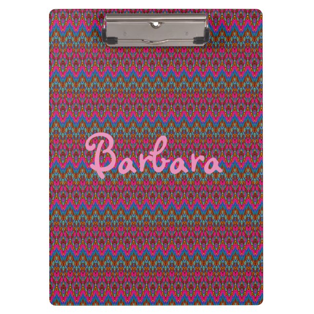Personalised Pink, Blue and Gold Pattern Clipboard (Front)
