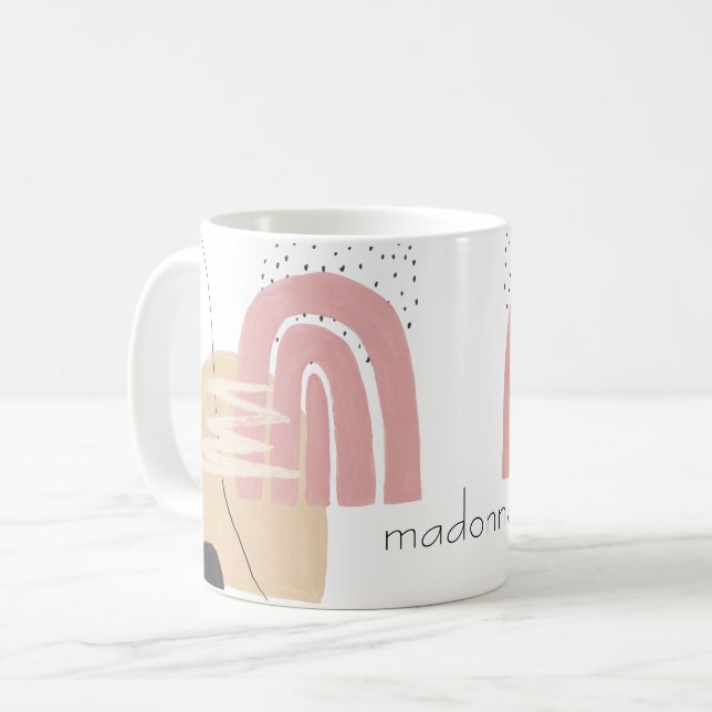 Personalised Pink Blush Abstract Shapes Mug (Front Left)