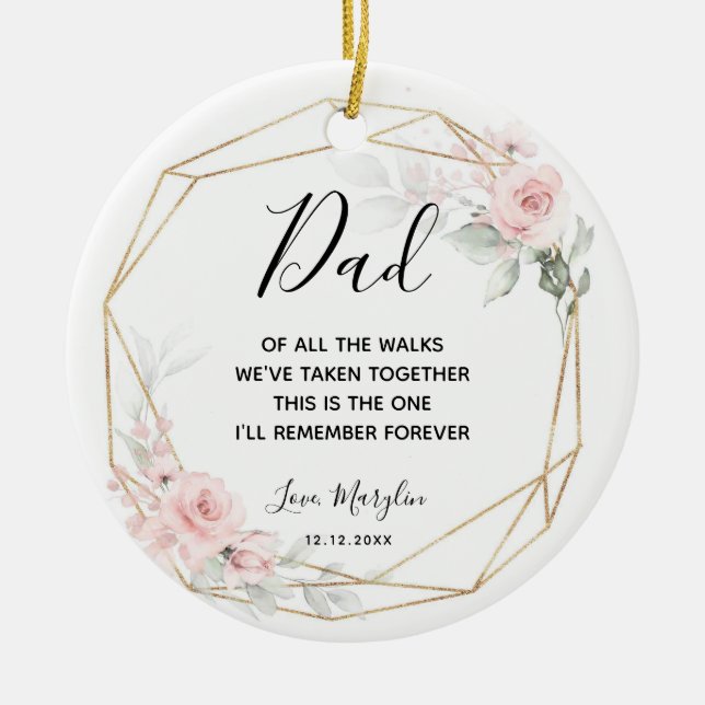 Personalised Pink Blush Father of Bride Ornament (Front)
