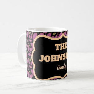  Personalised Pink Botanical Family name design  Coffee Mug