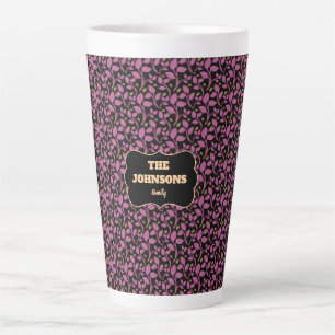  Personalised Pink Botanical Family name design  Latte Mug