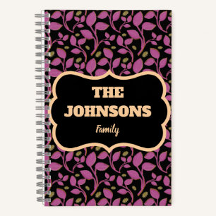 Personalised Pink Botanical Family name design Notebook
