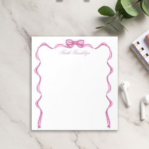 Personalised Pink Bow and Ribbon Notepad