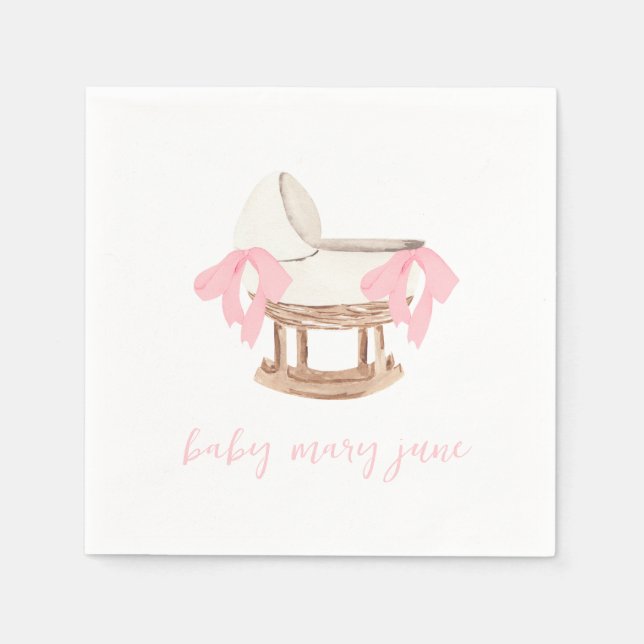 Personalised Pink Bow baby Shower Napkins (Front)