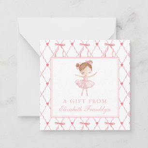 Personalised Pink Bow Ballerina Gift Enclosure Card