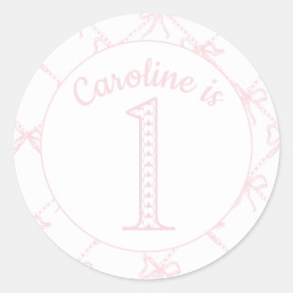 Personalised Pink Bow Birthday  Classic Round Sticker