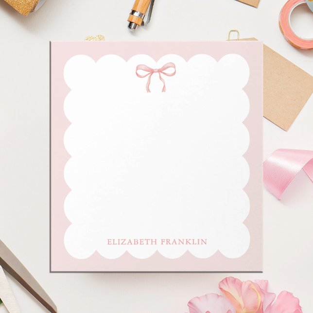 Personalised Pink Bow Bow Coquette Aesthetic Notepad (Creator Uploaded)