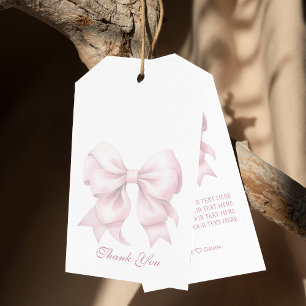 Personalised Pink Bow Bridal Shower Gift Tags