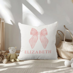 Personalised Pink Bow Floral Baby  Cushion