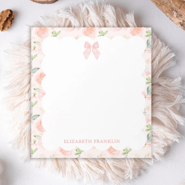 Personalised Pink Bow Floral Baby Stationery Notepad (Creator Uploaded)