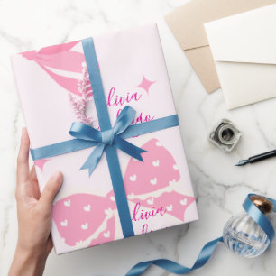 Personalised Pink Bow Gift Wrapping Paper