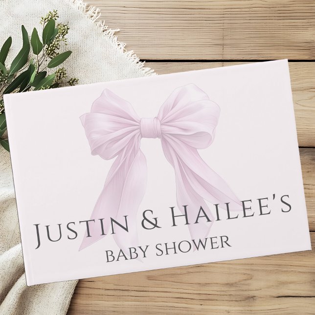 Personalised Pink Bow Girl Coquette Baby Shower Guest Book (Creator Uploaded)