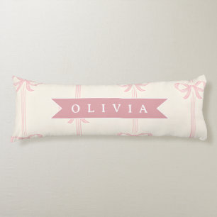 Personalised Pink Bow Name Gift Elegant Coquett Body Cushion