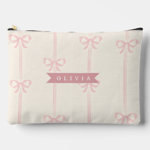 Personalised Pink Bow Name Gift Elegant Coquette Accessory Pouch