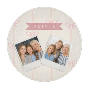 Personalised Pink Bow Name Gift Elegant Coquette Cutting Board