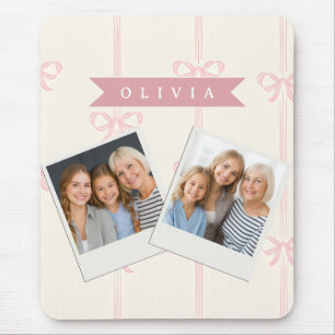 Personalised Pink Bow Name Gift Elegant Coquette Mouse Pad