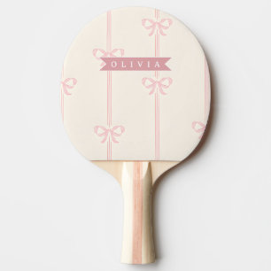 Personalised Pink Bow Name Gift Elegant Coquette Ping Pong Paddle