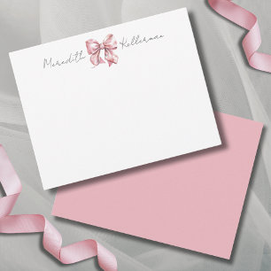 Personalised Pink Bow Name Monogram Card