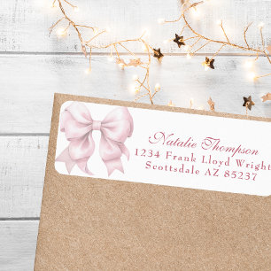Personalised Pink Bow Return Mailing Address