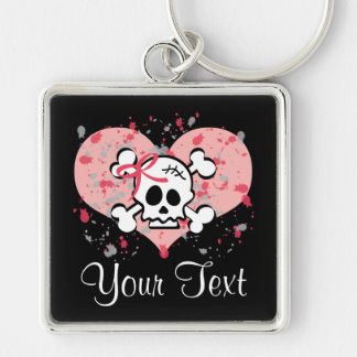 Personalised Pink Bow Skull Keychain
