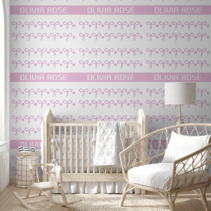 Personalised Pink Bows Baby Name Wallpaper