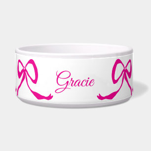 Personalised Pink Bows Dog Bowl